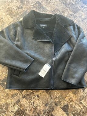 NWT 🆕 Men’s Black Faux Shearling Sherpa-Lined Jacket size L